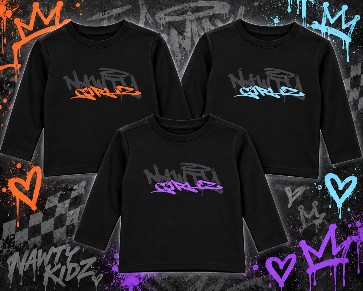 Long sleeve kids black tees