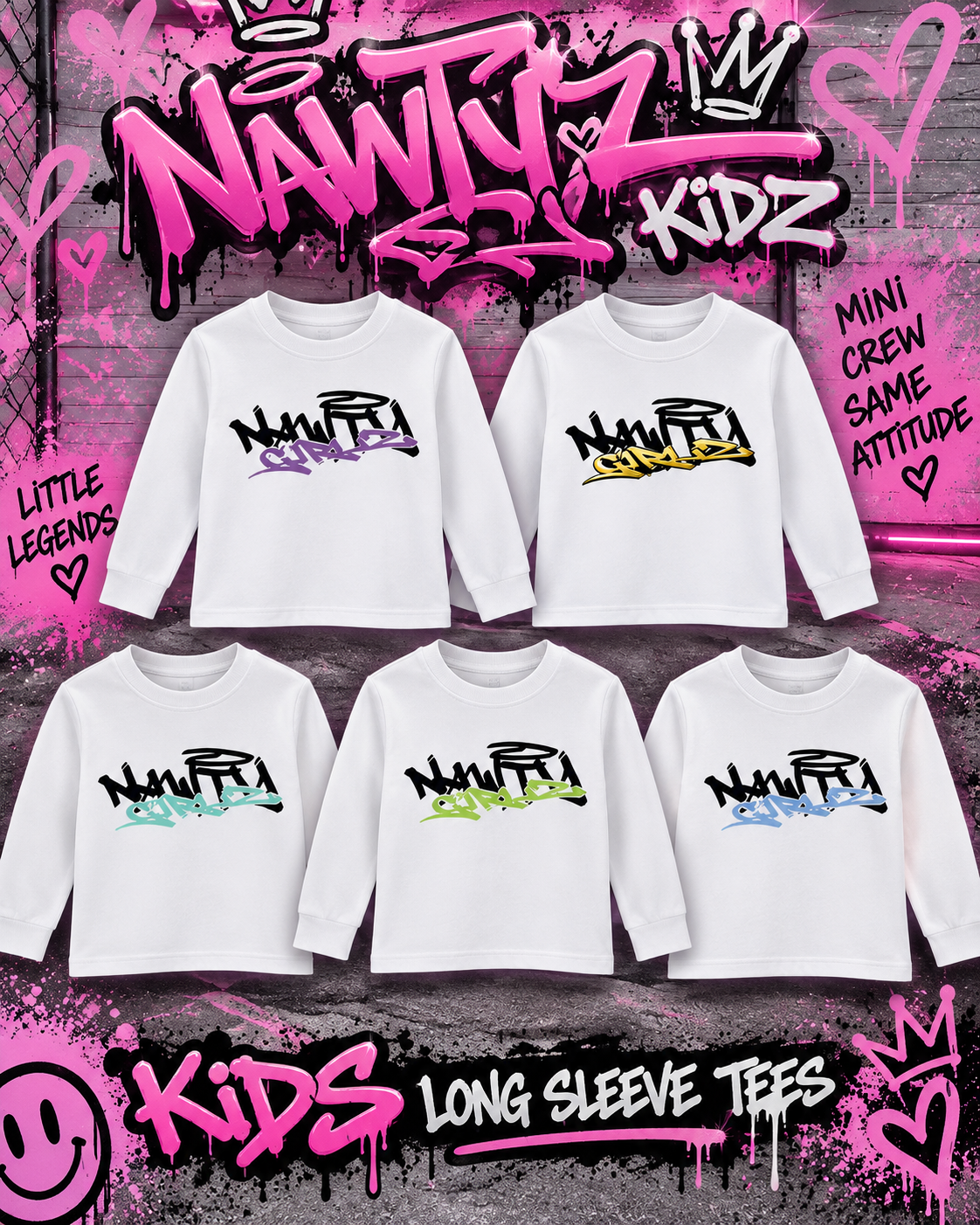 Kids long sleeve white tees
